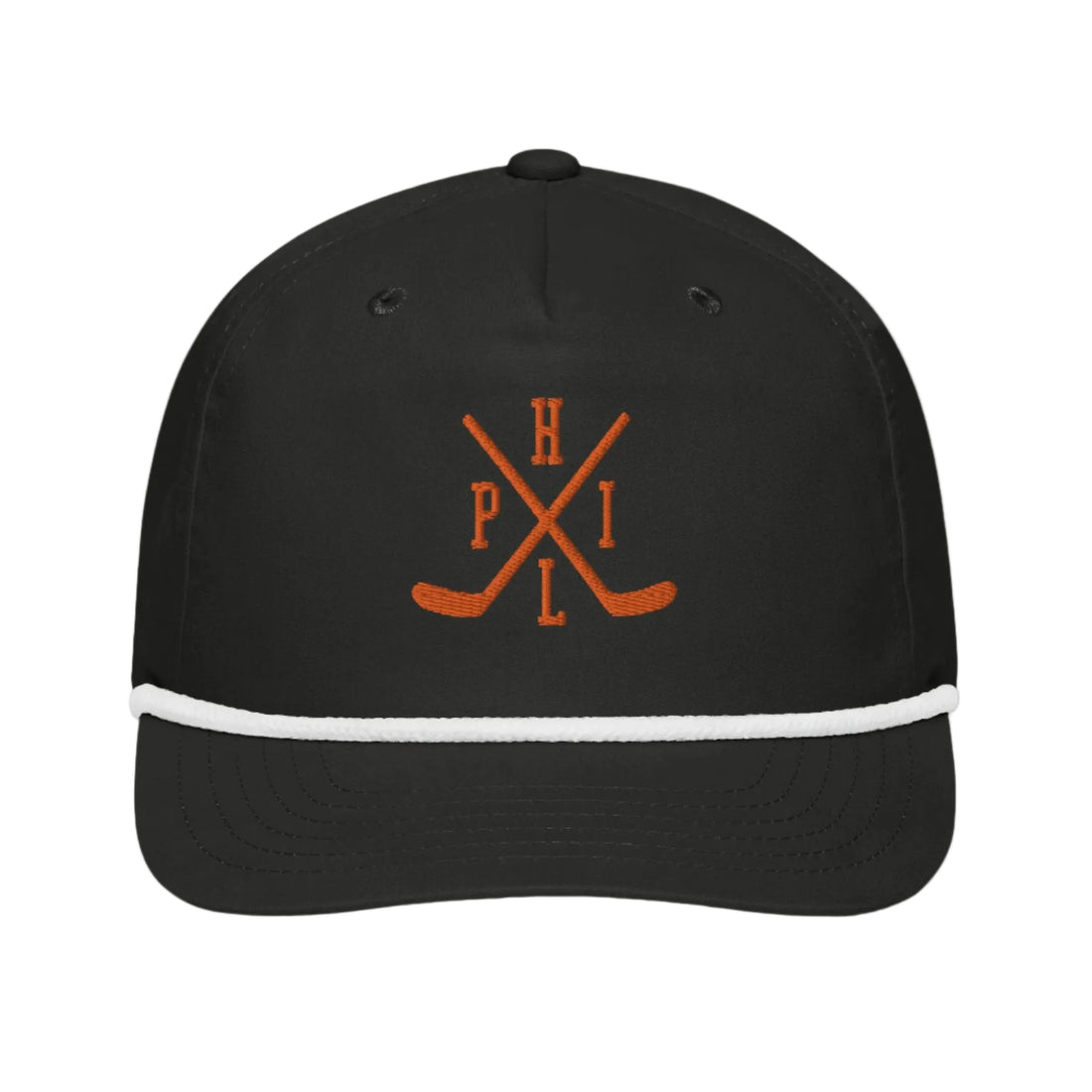 Black baseball cap with an orange &