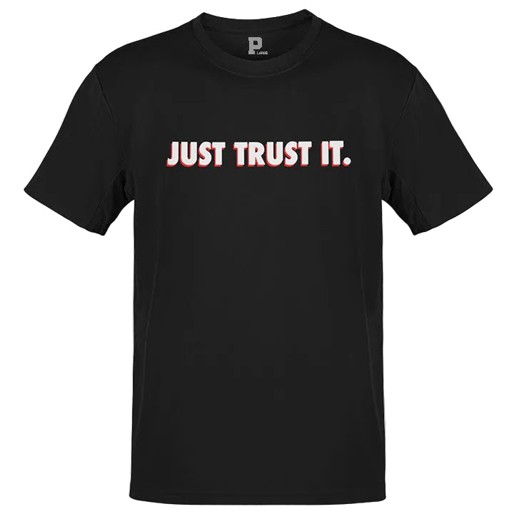 Philly basketball shirt" / "Close-up of the Just Trust It. print