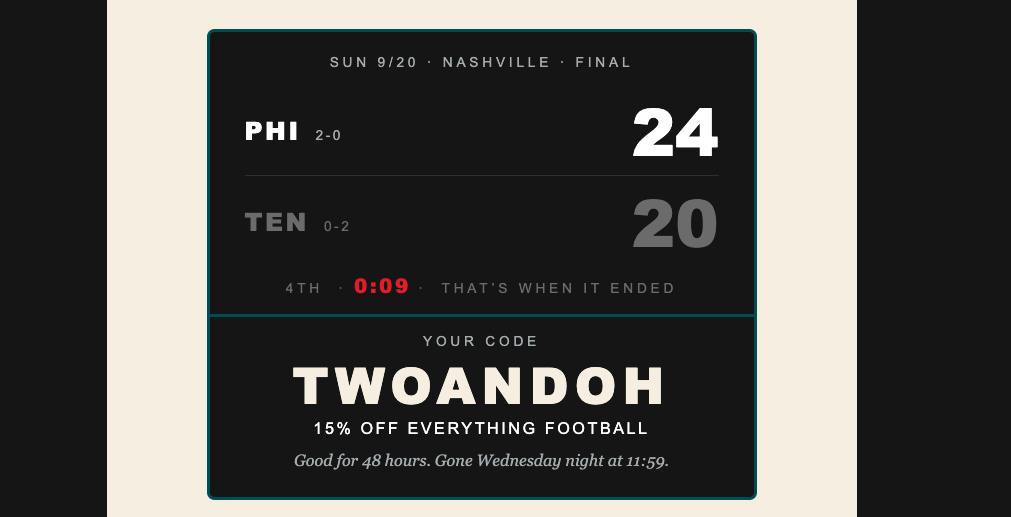Philadelphia Eagles 24 - Tennessee Titans 20