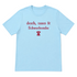 A light blue short-sleeve crewneck t-shirt with the text &