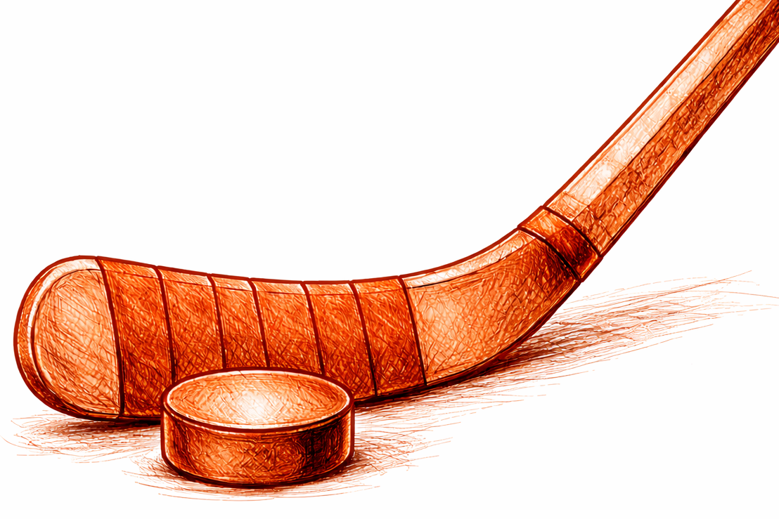 Wooden hockey stick on a white background