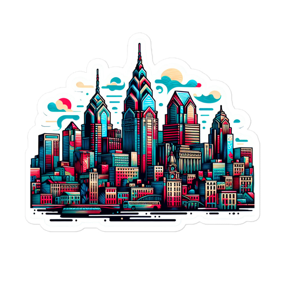 Watercolor Philly Skyline Sticker