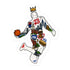 King of Philly die-cut sticker — full-color dunking silhouette filled with Philadelphia landmarks, gold crown, by Philly Drinkers