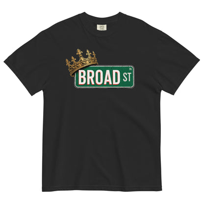 Broad Street King Tee in Black — crown on Broad Street sign, Philadelphia basketball fan shirt by Philly Drinkers