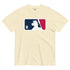 Beige t-shirt with Major League Baseball logo on a white background